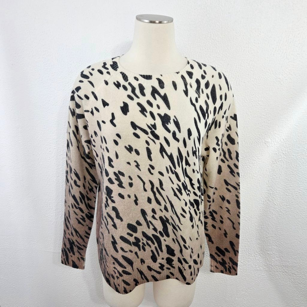 27 Miles Malibu cashmere sweater tan brown ombre leopard print women's medium M